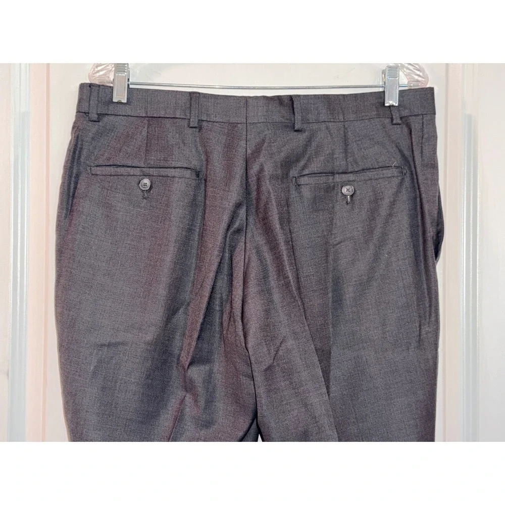 Jos‎ A Bank Mens 36X32 Flat Front Wool Dress Pants Charcoal Gray Trousers